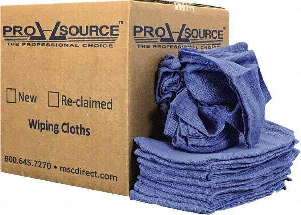 PRO-SOURCE - 25 Inch Long x 16 Inch Wide Virgin Cotton Rags - Blue, Denim, Lint Free, 5 Lbs. at 5 to 7 per Pound, Box - A1 Tooling