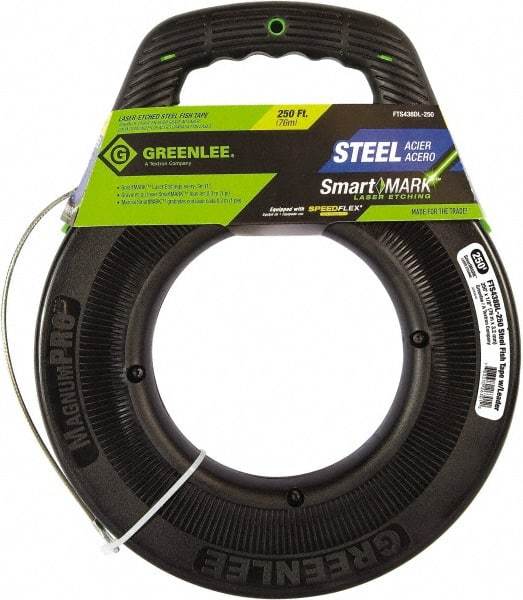 Greenlee - 250 Ft. Long x 1/8 Inch Wide, Steel Fish Tape - Includes Case - A1 Tooling