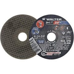 WALTER Surface Technologies - 2" 24 Grit Aluminum Oxide Cutoff Wheel - 1/2" Thick, 3/8" Arbor, 31,000 Max RPM, Use with Die Grinders - A1 Tooling