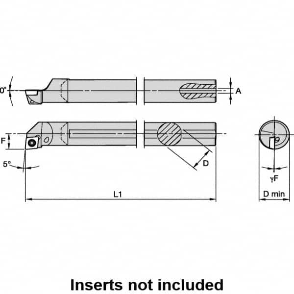 Kennametal - 20mm Min Bore Diam, 202.55mm OAL, 16mm Shank Diam, L-SCLP Indexable Boring Bar - 28.57mm Max Bore Depth, CP.. 09T308 Insert, Screw Holding Method - A1 Tooling