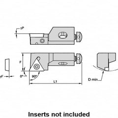 Kennametal - Series Screw-On, Left Hand, STGP Toolholder Compatibility, TP.. Insert Compatibility, Indexable Turning Cartridge - Screw Holding Method, 50mm OAL x 10mm OAW x 14.75mm OAH - A1 Tooling