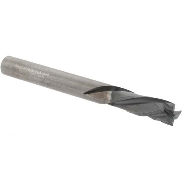 Kennametal - 1/4" Cutting Diam x 3/4" Length of Cut, 3 Flute, Compression Spiral Router Bit - Diamond Coated, Right Hand Cut, Solid Carbide, 2-1/2" OAL x 1/4" Shank Diam, Double Edge, 25° Helix Angle - A1 Tooling