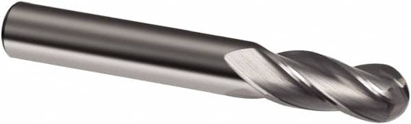 Guhring - 23/64" Diam, 1" LOC, 4 Flute Solid Carbide Ball End Mill - Uncoated, Single End, 2-1/2" OAL, 23/64" Shank Diam, Spiral Flute - A1 Tooling