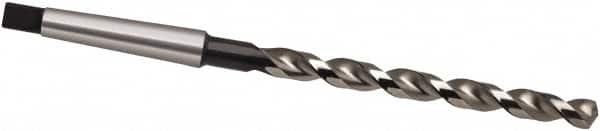 Taper Shank Drill Bit: 0.748″ Dia, 2MT, 130 °, High Speed Steel Oxide Finish, 6.7323″ Flute Length, 10.5906″ OAL, Cone Relief Point, Parabolic Flute