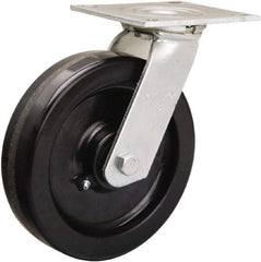 Hamilton - 8" Diam x 2" Wide x 9-1/2" OAH Top Plate Mount Swivel Caster - Phenolic, 900 Lb Capacity, Straight Roller Bearing, 5 x 5-1/2" Plate - A1 Tooling