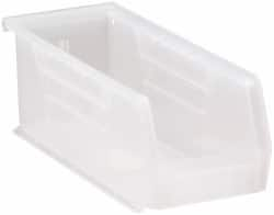 Quantum Storage - 30 Lb. Load Capacity, 10-7/8" Deep, Clear Polypropylene Hopper Stacking Bin - 4" High x 4-1/8" Wide x 10-7/8" Long - A1 Tooling