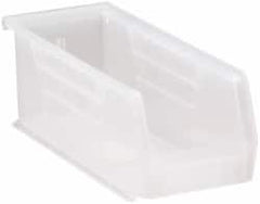 Quantum Storage - 30 Lb. Load Capacity, 10-7/8" Deep, Clear Polypropylene Hopper Stacking Bin - 4" High x 4-1/8" Wide x 10-7/8" Long - A1 Tooling