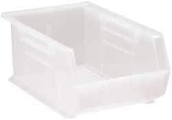 Quantum Storage - 60 Lb. Load Capacity, 13-5/8" Deep, Clear Polypropylene Hopper Stacking Bin - 6" High x 8-1/4" Wide x 13-5/8" Long - A1 Tooling