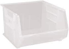 Quantum Storage - 75 Lb. Load Capacity, 18" Deep, Clear Polypropylene Hopper Stacking Bin - 11" High x 16-1/2" Wide x 18" Long - A1 Tooling