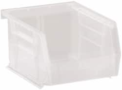 Quantum Storage - 10 Lb. Load Capacity, 5-3/8" Deep, Clear Polypropylene Hopper Stacking Bin - 3" High x 4-1/8" Wide x 5-3/8" Long - A1 Tooling