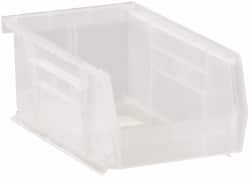 Quantum Storage - 10 Lb. Load Capacity, 7-3/8" Deep, Clear Polypropylene Hopper Stacking Bin - 3" High x 4-1/8" Wide x 7-3/8" Long - A1 Tooling