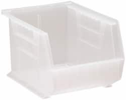 Quantum Storage - 50 Lb. Load Capacity, 10-3/4" Deep, Clear Polypropylene Hopper Stacking Bin - 7" High x 8-1/4" Wide x 10-3/4" Long - A1 Tooling