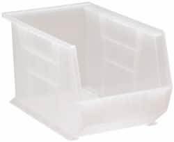 Quantum Storage - 60 Lb. Load Capacity, 13-5/8" Deep, Clear Polypropylene Hopper Stacking Bin - 8" High x 8-1/4" Wide x 13-5/8" Long - A1 Tooling