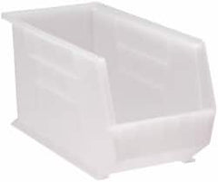 Quantum Storage - 60 Lb. Load Capacity, 18" Deep, Clear Polypropylene Hopper Stacking Bin - 9" High x 8-1/4" Wide x 18" Long - A1 Tooling