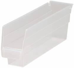 Quantum Storage - 30 Lb. Load Capacity, 11-5/8" Deep, Clear Polypropylene Hopper Shelf Bin - 4" High x 2-3/4" Wide x 11-5/8" Long - A1 Tooling