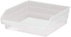 Quantum Storage - 30 Lb. Load Capacity, 11-5/8" Deep, Clear Polypropylene Hopper Shelf Bin - 4" High x 11-1/8" Wide x 11-5/8" Long - A1 Tooling