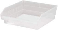 Quantum Storage - 30 Lb. Load Capacity, 11-5/8" Deep, Clear Polypropylene Hopper Shelf Bin - 4" High x 11-1/8" Wide x 11-5/8" Long - A1 Tooling