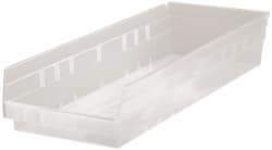 Quantum Storage - 50 Lb. Load Capacity, 23-5/8" Deep, Clear Polypropylene Hopper Shelf Bin - 4" High x 8-3/8" Wide x 23-5/8" Long - A1 Tooling