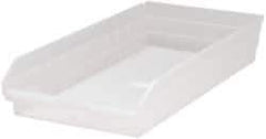 Quantum Storage - 50 Lb. Load Capacity, 23-5/8" Deep, Clear Polypropylene Hopper Shelf Bin - 4" High x 11-1/8" Wide x 23-5/8" Long - A1 Tooling