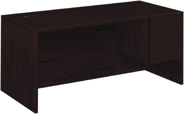 Hon - Woodgrain Laminate Right Pedestal Desk - 66" Wide x 30" Deep x 29-1/2" High, Mahogany - A1 Tooling