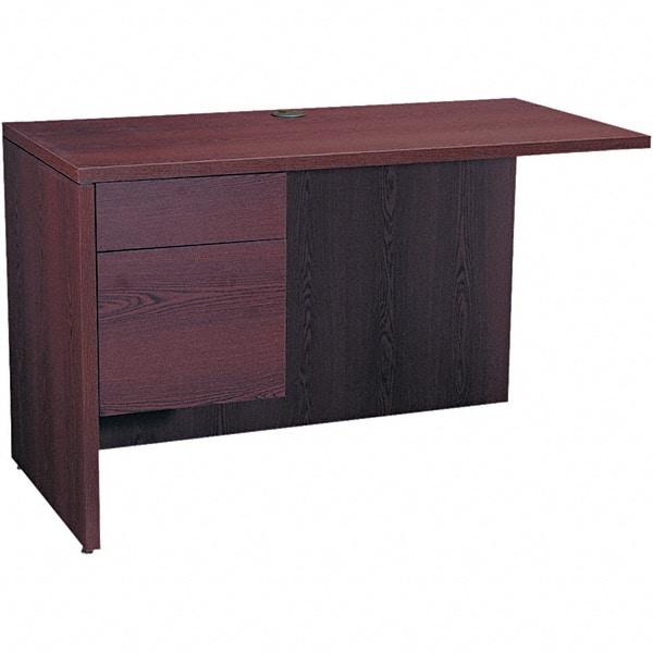 Hon - Woodgrain Laminate Workstation Desk with Center Drawer - 48" Wide x 24" Deep x 29-1/2" High, Mahogany - A1 Tooling