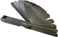 Starrett - 20 Piece, 0.05mm to 1 Thick, Parallel Feeler Gage Set - 3-1/32" Leaf Length, 1/2" Wide, Tempered Steel - A1 Tooling