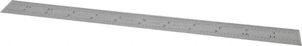 Starrett - 12" Long, 1/64, 1/50, 1/32, 1/10" Graduation, Flexible Steel Rule - 3R Graduation Style, 1" Wide, Silver, Satin Chrome Finish - A1 Tooling