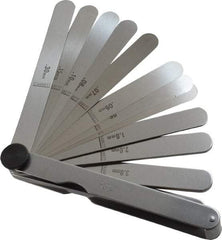 Starrett - 13 Piece, 0.04 to 5mm Parallel Feeler Gage Set - 4-1/2" Long x 1/2" Wide, Tempered Steel - A1 Tooling