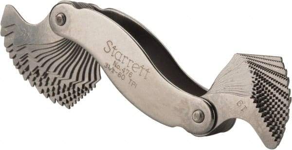 Starrett - 30 Leaf, 3-1/2 to 60 TPI Range, Steel Screw Pitch Gage - 55° Thread Angle - A1 Tooling