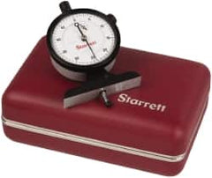 Starrett - 0 to 1/2 Inch Range, White Dial Depth Gage - 0.0005 Inch Graduation, 2-1/2 Inch Base Measuring Length - A1 Tooling