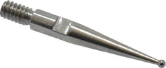 Starrett - 0.8mm Ball Diam, Carbide, Ball Test Indicator Contact Point - 5/8" Contact Point Length, Use with Starrett 811 & 811M Dial Test Indicators - A1 Tooling