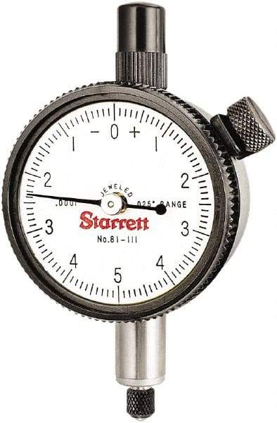 Starrett - 0.025" Range, 0-5-0 Dial Reading, 0.0001" Graduation Dial Drop Indicator - 1-11/16" Dial, 0.01" Range per Revolution - A1 Tooling