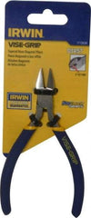 Irwin - 5" OAL, 16 AWG Capacity, Semi-Flush Diagonal Cutter - 3/4" Jaw Length x 13/16" Jaw Width, Tapered Head, Dipped Vinyl Handle - A1 Tooling