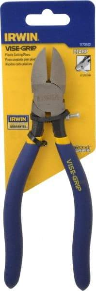 Irwin - 8" OAL, 16 AWG Capacity, Semi-Flush Cutting Pliers - 1" Jaw Length x 1-1/16" Jaw Width, Oval Head, Dipped Vinyl Handle - A1 Tooling