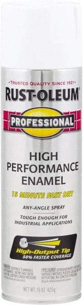 Rust-Oleum - White, Gloss, Rust Proof Enamel Spray Paint - 14 Sq Ft per Can, 15 oz Container, Use on Multipurpose - A1 Tooling