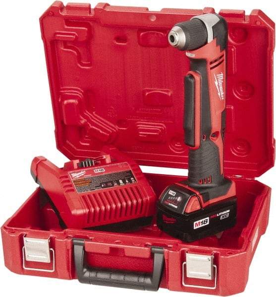 Milwaukee Tool - 18 Volt 3/8" Chuck Right Angle Handle Cordless Drill - 0-1500 RPM, Keyless Chuck, Reversible, 1 Lithium-Ion Battery Included - A1 Tooling