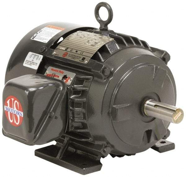 US Motors - 125 hp, TEFC Enclosure, No Thermal Protection, 3,575 RPM, 460 Volt, 60 Hz, Three Phase Energy Efficient Motor - Size 444 Frame, Rigid Mount, 1 Speed, Ball Bearings, 149 Full Load Amps, F Class Insulation, CCW Lead End - A1 Tooling