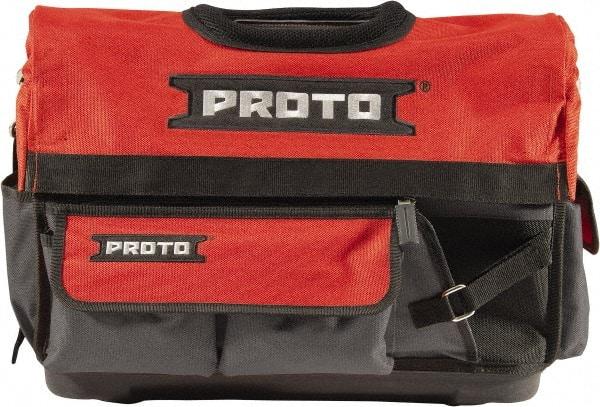 Proto - 10 Pocket Gray & Red Polyester Tool Bag - 20" Wide x 11" Deep x 15" High - A1 Tooling