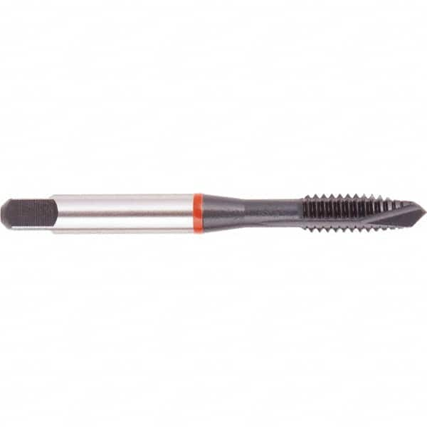 Regal Cutting Tools - 1/4-28 UNF, 3 Flute, Oxide Finish, High Speed Steel Spiral Point Tap - Plug Chamfer, Right Hand Thread, 2-1/2" OAL, 0.591" Thread Length, 0.255" Shank Diam, 3B Class of Fit, Series Triple Crown - Exact Industrial Supply