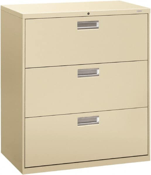 Hon - 36" Wide x 40.88" High x 19-1/4" Deep, 3 Drawer Lateral File - Steel, Putty - A1 Tooling