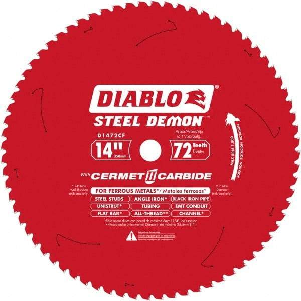 Freud - 14" Blade Diam, 90 Teeth, Carbide-Tipped Cold Saw Blade - 1" Arbor Hole Diam, 0.071" Blade Thickness - A1 Tooling