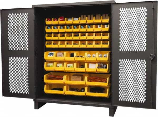 Durham - 54 Bin Storage Cabinet - Steel, 60" Wide x 24" Deep x 78" High, Yellow - A1 Tooling