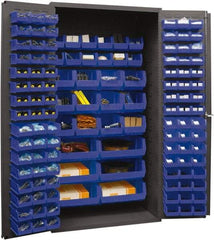 Durham - 126 Bin Storage Cabinet - Steel, 36" Wide x 24" Deep x 72" High, Blue - A1 Tooling