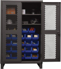 Durham - 2 Shelf 24 Bin Storage Cabinet - Steel, 48" Wide x 24" Deep x 78" High, Blue - A1 Tooling