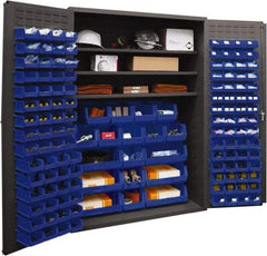 Durham - 3 Shelf 138 Bin Storage Cabinet - Steel, 48" Wide x 24" Deep x 72" High, Blue - A1 Tooling