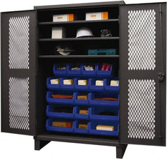 Durham - 3 Shelf 18 Bin Storage Cabinet - Steel, 48" Wide x 24" Deep x 78" High, Blue - A1 Tooling