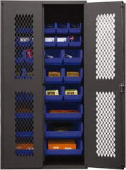 Durham - 30 Bin Storage Cabinet - Steel, 36" Wide x 24" Deep x 72" High, Blue - A1 Tooling