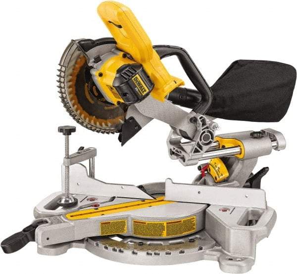 DeWALT - 4 Amp, 20 Volt, 3,750 RPM, 48° Left Single Bevel Sliding Miter Saw - 5/8" Arbor, 7-1/4" Blade Diam - A1 Tooling