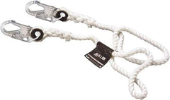 Miller - 4' Long, 310 Lb Capacity, 1 Leg Locking Snap Hook Harness Positioning/Restraint Lanyard - 1-1/2" Diam, Filament Nylon Rope, Locking Snap Hook Anchorage Connection - A1 Tooling