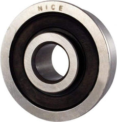 Nice - 1/4" Bore Diam, 11/16" OD, Double Seal Semi Ground Extra Light Radial Ball Bearing - 5/16" Wide, With Flange, 1 Row, Round Bore, 170 Lb Static Capacity, 255 Lb Dynamic Capacity - A1 Tooling